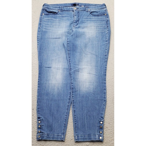 Bandolino Denim - Bandolino Skinny Jeans Womens 14 Blue Denim Medium Wash Relaxed Rivet Hem Detail